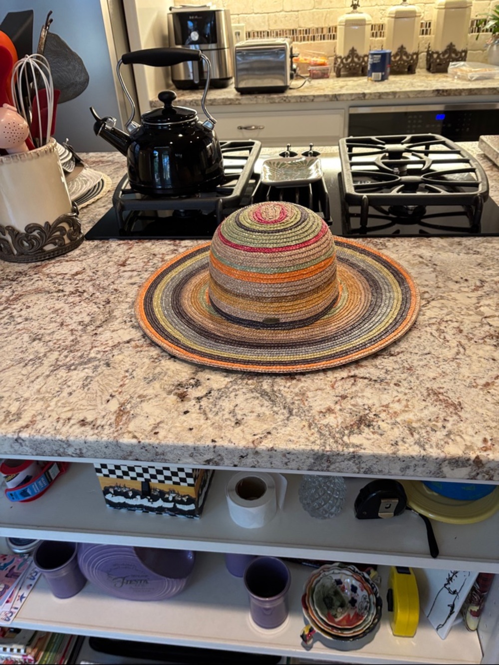 Striped Multicolor Straw Sun Hat